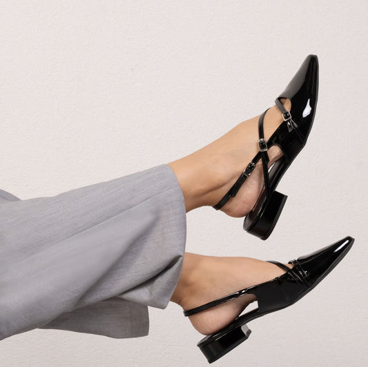 Women's Black Pointed Toe Buckle Shoes by Quiz