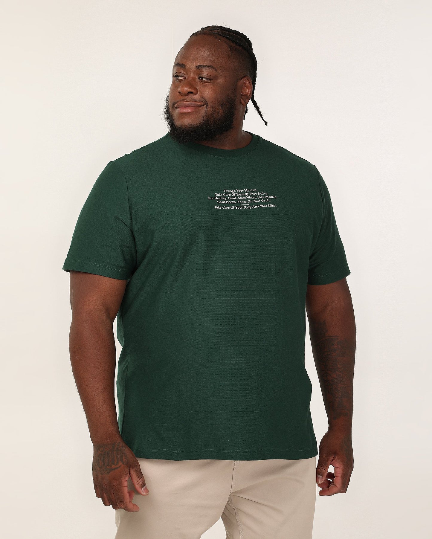 Camiseta masculina Plus Size Regular Fit "Change Your Mindset" verde | Original Plus by Riachuelo