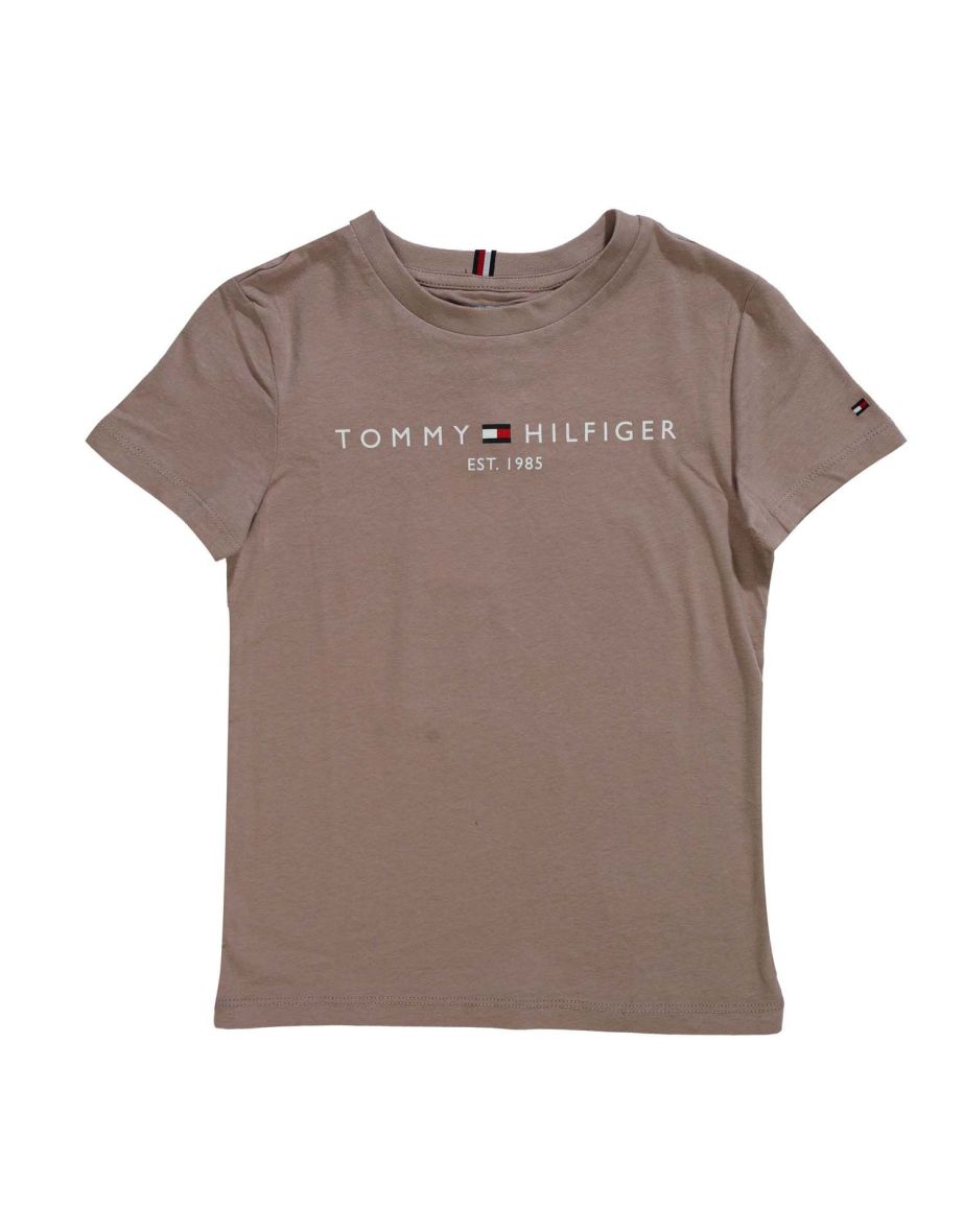 Maglietta Tommy Hilfiger Junior Essential Logo da bambino in crema