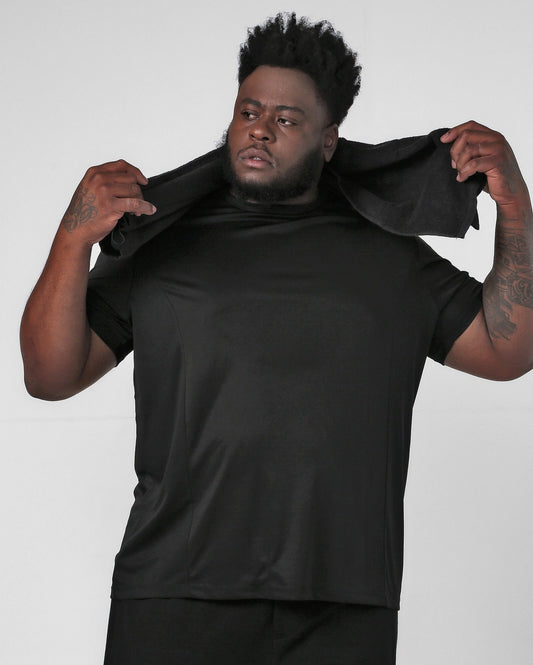 Camiseta esportiva preta plus size masculina | Bodywork By Riachuelo