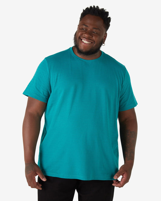 Camiseta masculina plus size de manga curta texturizada em verde-esmeralda da Allman for Riachuelo