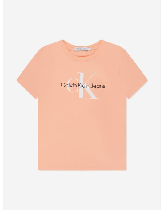 Camiseta con logo monograma para niño en melocotón