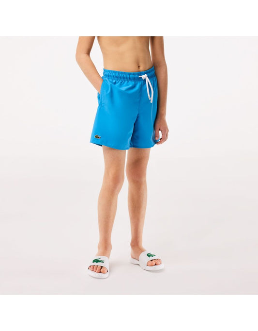 Shorts de banho Lacoste Quick-Dry Solid para meninos - Azul