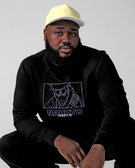 Men's Plus Size Long Sleeve Naruto Black Sweatshirt