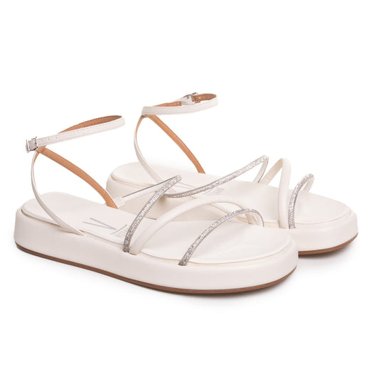 Women's White Strappy Sandals with Sparkle by Vizzano