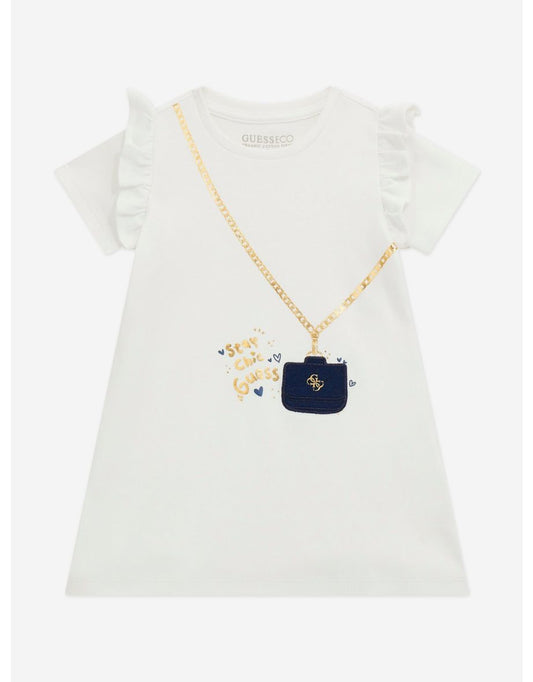 Vestito bianco con borsa stampata per ragazze