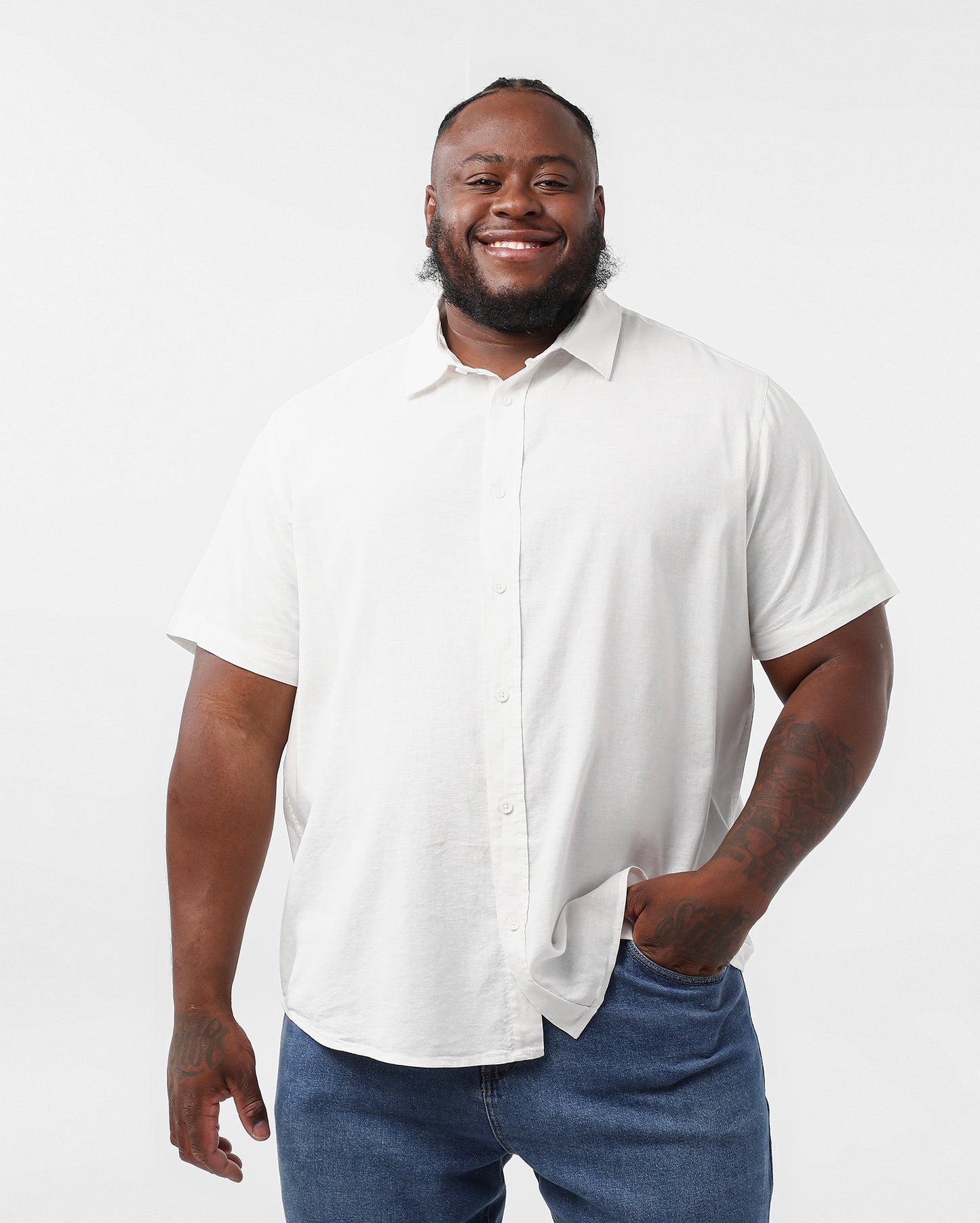 Camisa masculina plus size em linho viscose - Branca | Original Plus by Riachuelo