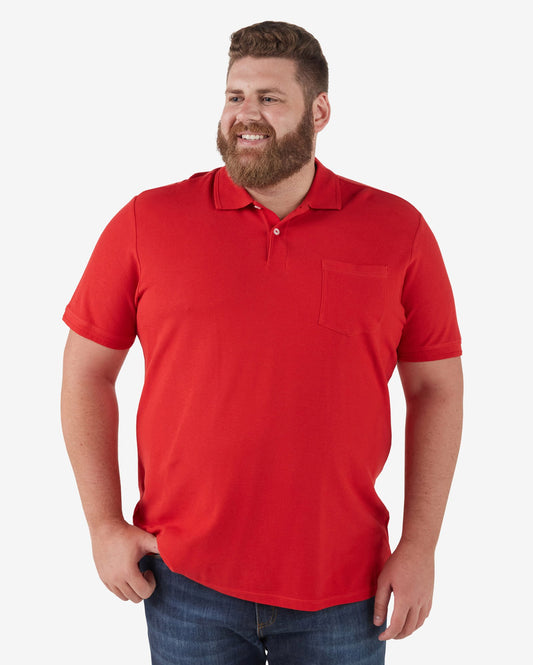 Men's Plus Size Red Piquet Polo Shirt | Pool Basics