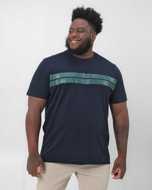 Camiseta listrada azul tradicional plus size masculina | Original Plus da Riachuelo