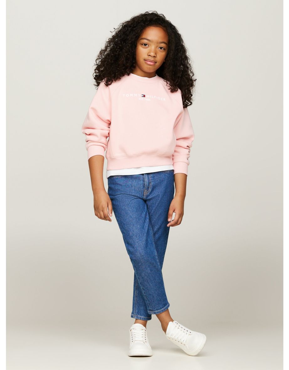 Sudadera Essential Rosa Bordada Niña
