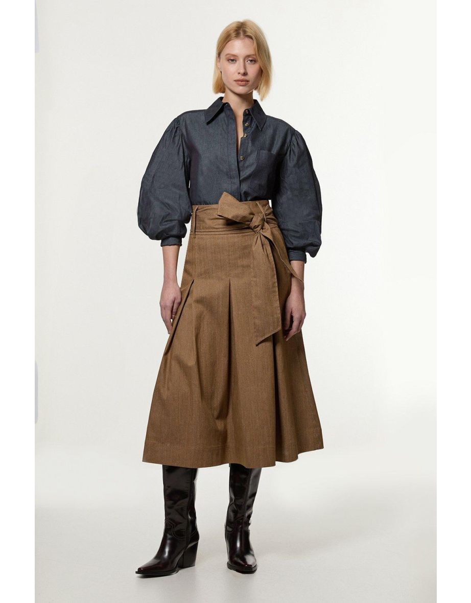 Gonna intera sartoriale con cintura - Lunghezza Midaxi