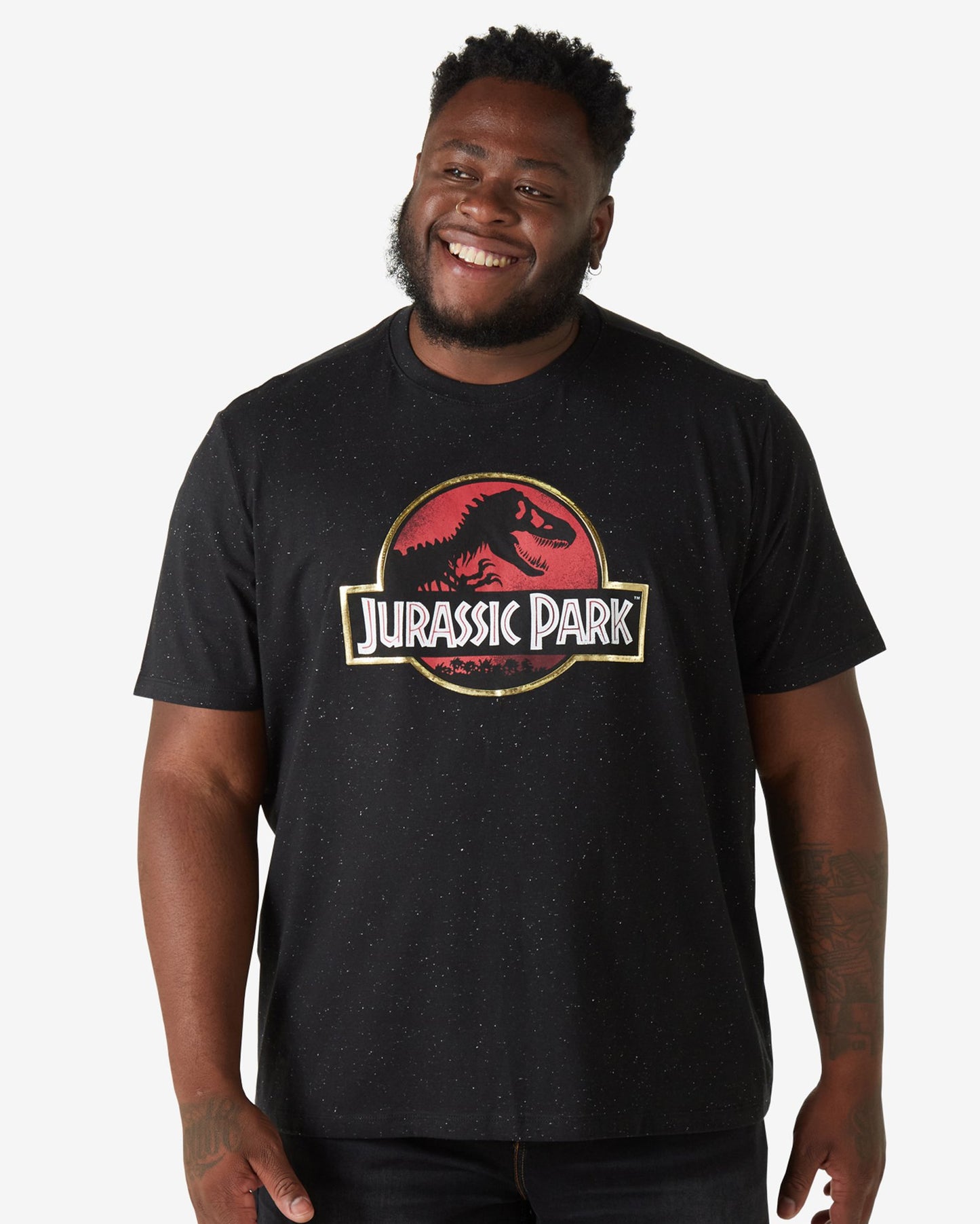 Men's Plus Size Short Sleeve Jurassic Park T-Shirt in Black