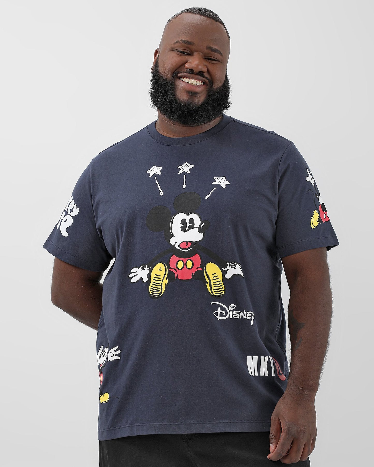 Camiseta masculina plus size do Mickey Mouse em azul | Disney