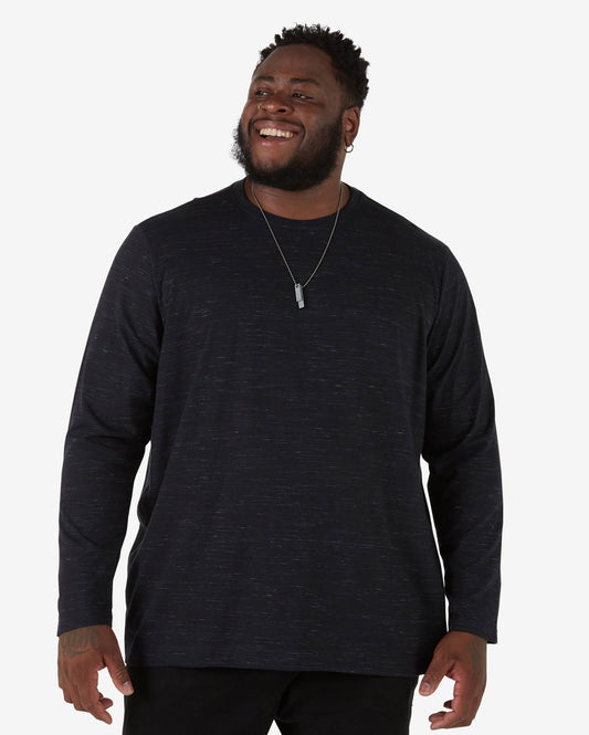 Camiseta masculina de algodão de mangas compridas para tamanhos grandes, em preto e cinza