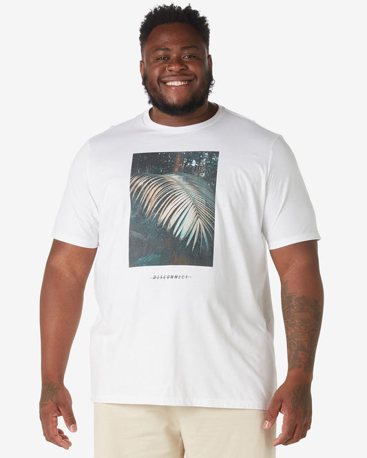 Men's Plus Size Short Sleeve T-Shirt 100% Cotton White Leaf Print by Allman for Riachuelo