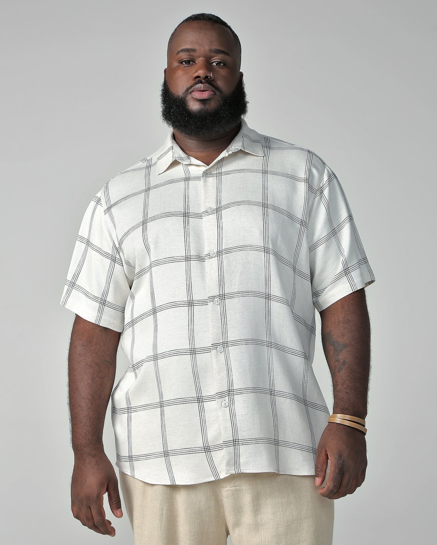 Camicia a maniche corte a scacchi da uomo Plus Size di Allman per Riachuelo