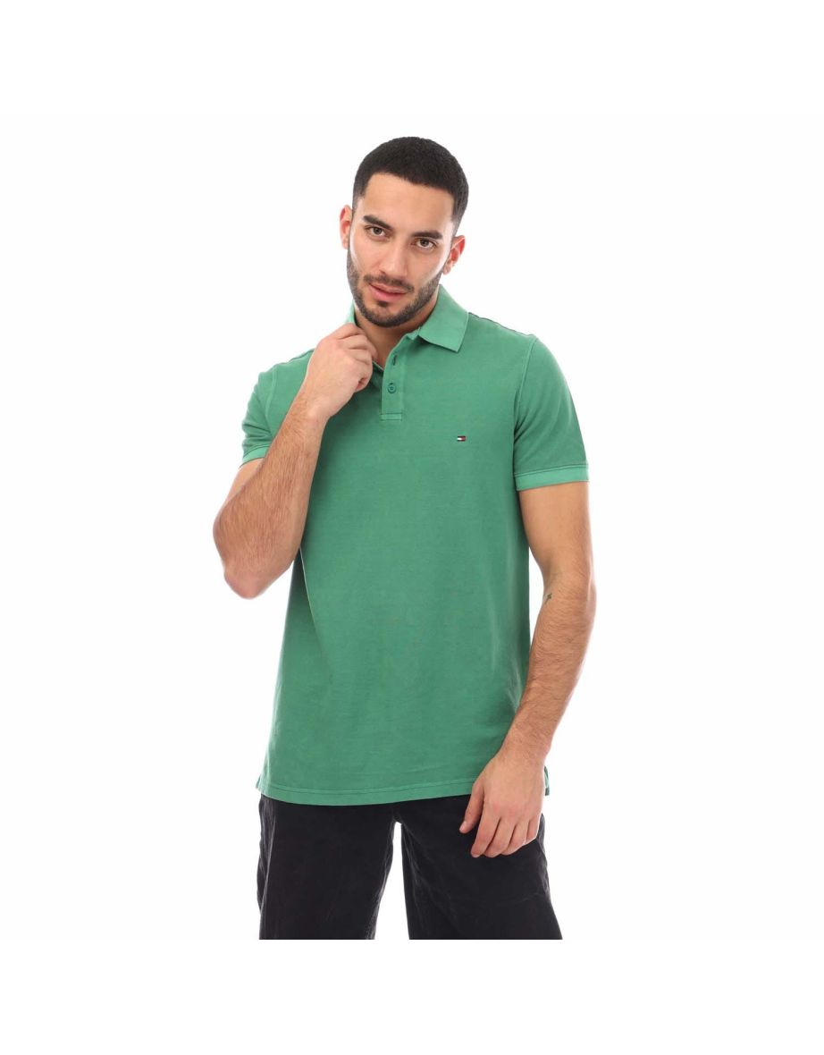 Polo Tommy Hilfiger Garment-Dyed Regular-Fit Verde para hombre