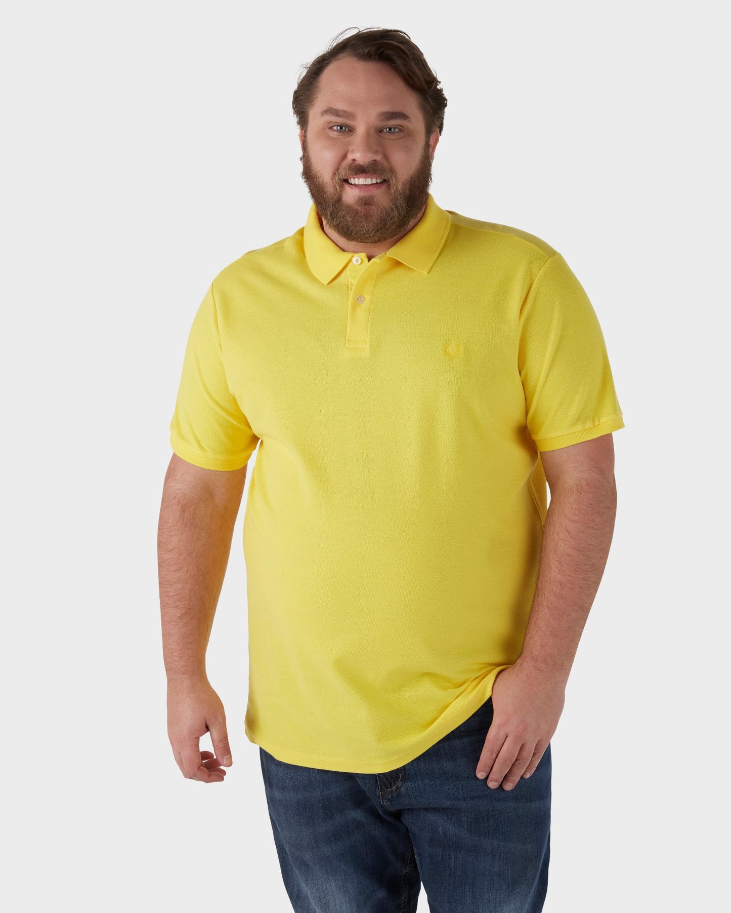 Polo gialla plus size da uomo con logo ricamato | Legacy Regular | Pool Basics