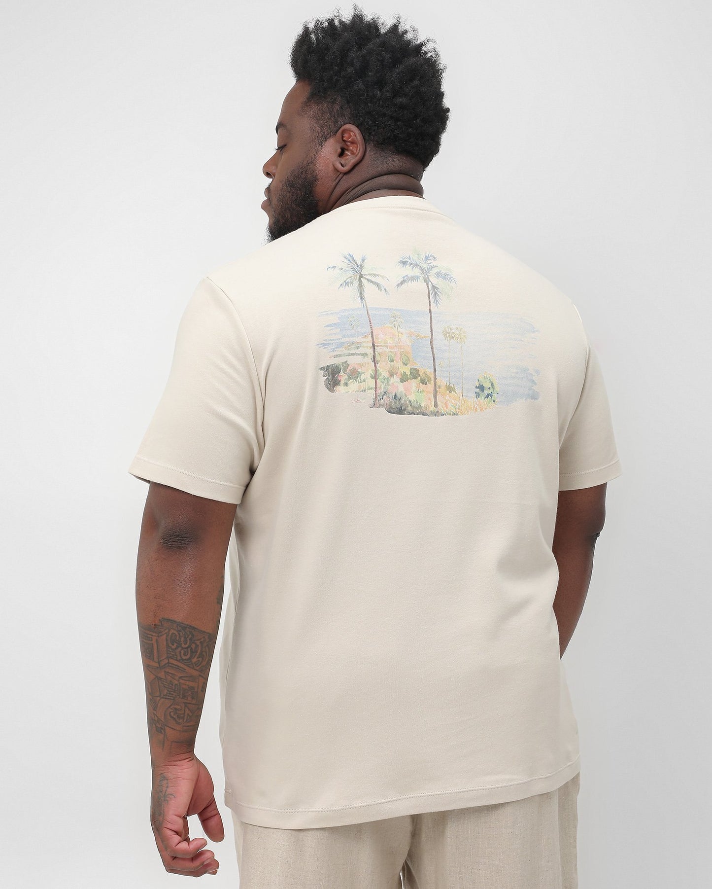 Men's Plus Size Palm Tree T-Shirt in Beige | Allman By Riachuelo