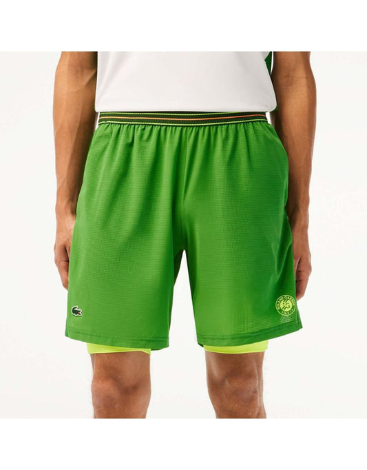Pantaloncini Lacoste Roland Garros Edition Uomo foderati di verde