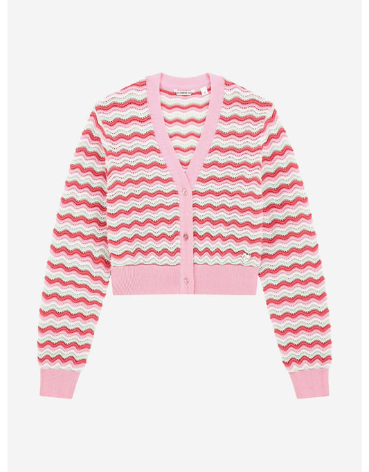 Chaqueta ondulada rosa para niña