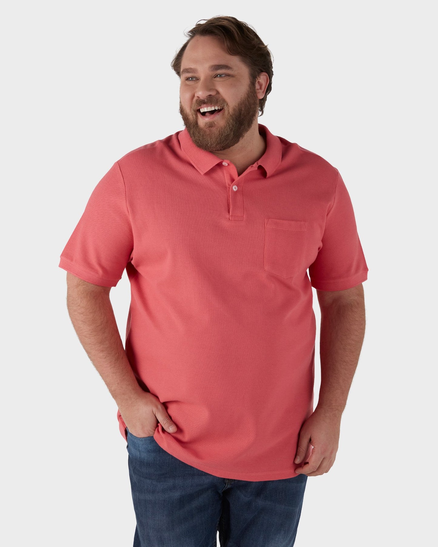 Camisa polo masculina de manga curta tradicional plus size em laranja | Pool Basics