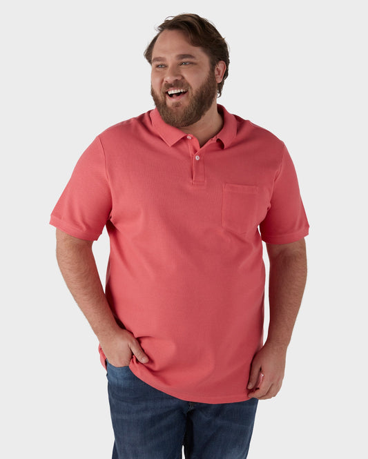 Camisa polo masculina de manga curta tradicional plus size em laranja | Pool Basics