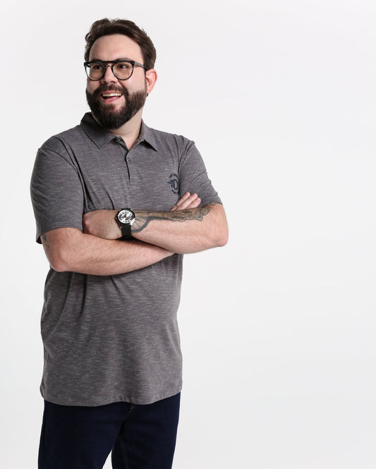 Plus Size Polo Shirt Sport Club - Gray