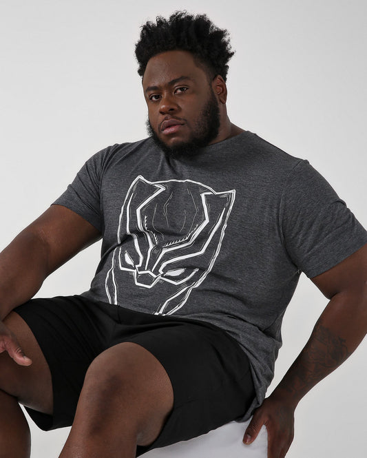 Camiseta masculina plus size cinza do Pantera Negra | Marvel