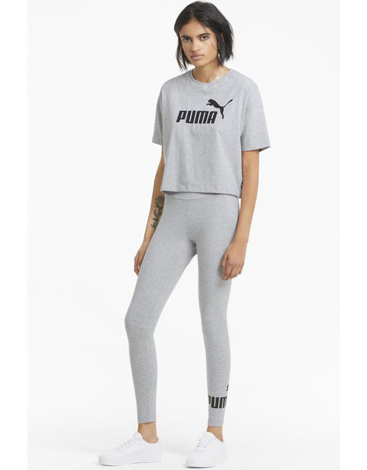 Leggings con logo ESS in grigio chiaro
