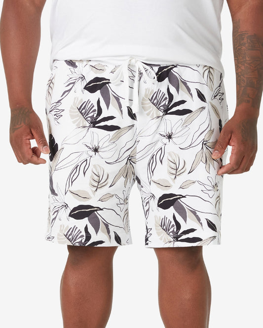 Shorts masculinos com estampa de folhas brancas Plus Size da Allman, Riachuelo