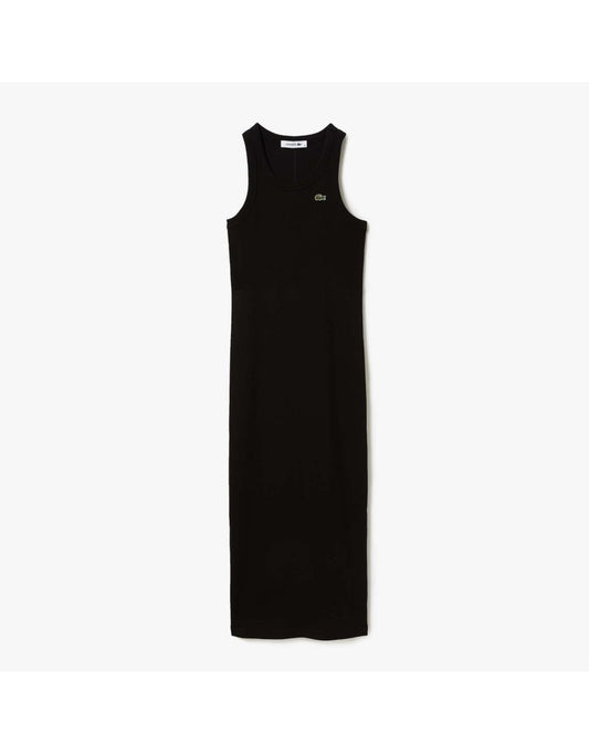 Vestido negro de algodón sin mangas para mujer de Lacoste