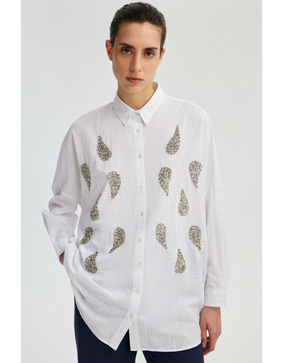 Camicia oversize con ricamo