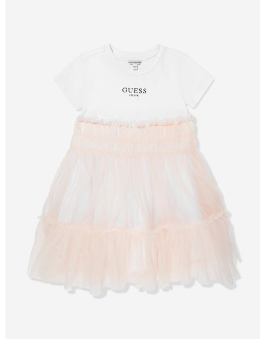 Vestito da bambina in tessuto misto rosa
