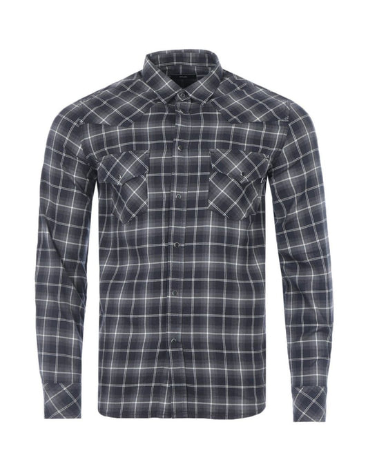 Camisa de cuadros gris Diesel SEast Western para hombre
