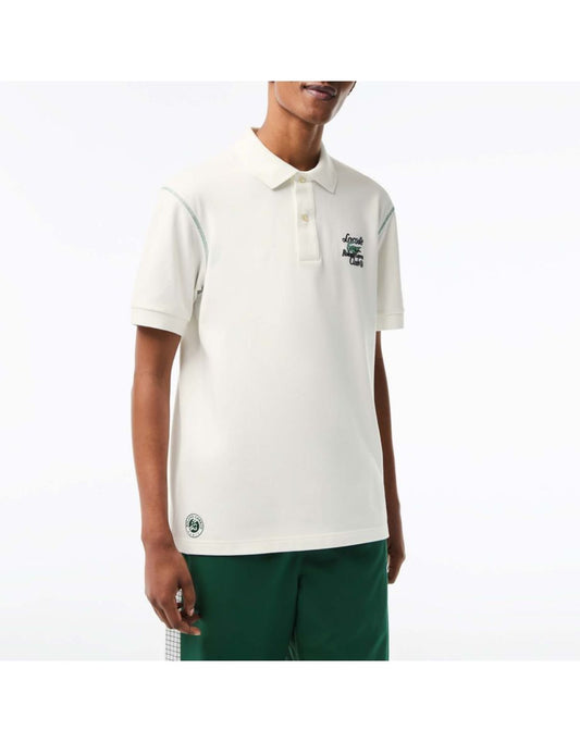 Camisa Polo Lacoste Roland Garros Club Masculina em Creme