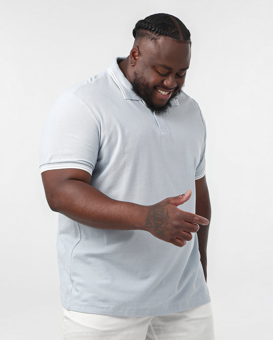 Men's Plus Size Textured Short Sleeve Polo Shirt - Light Blue | Original Plus By Riachuelo