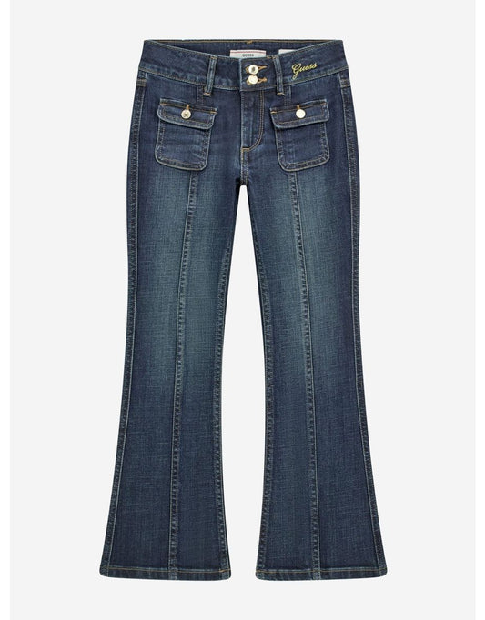 Jeans comodi da bambina in denim Bootcut blu