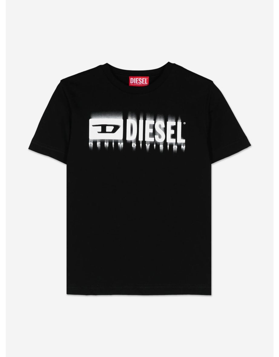 Camiseta negra con logo estampado Diesel