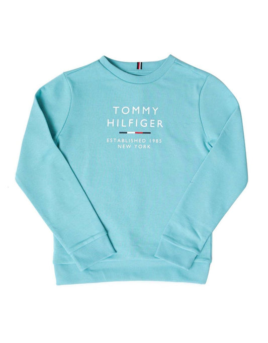 Boy's Turquoise Crew Neck Sweatshirt with Tommy Hilfiger Logo