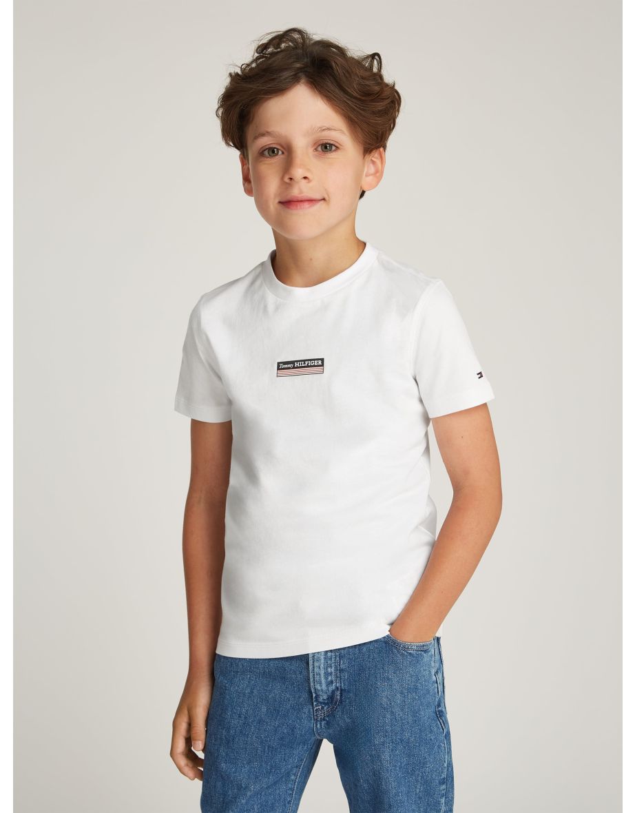 Camiseta Monotype branca listrada para meninos