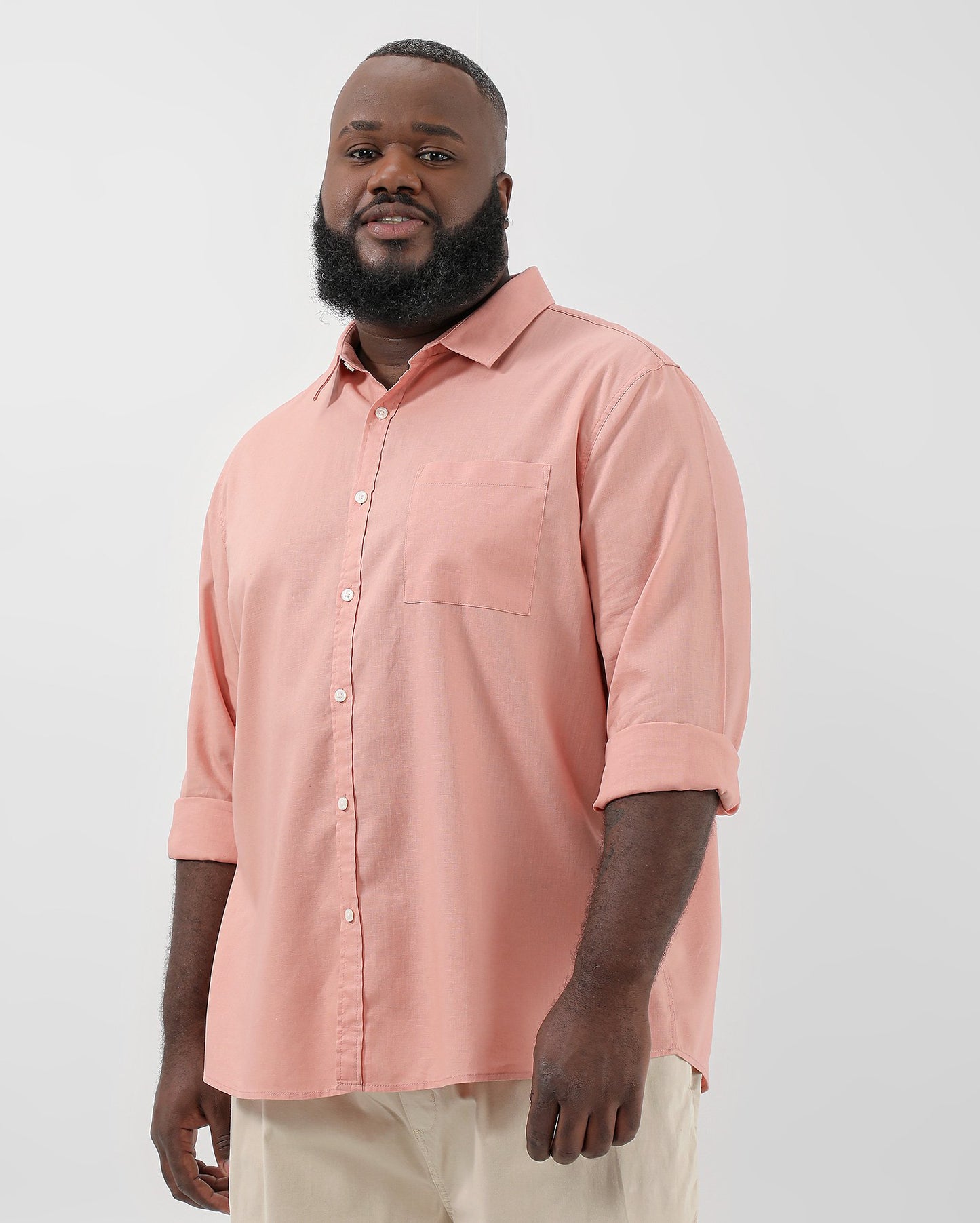Camisa masculina plus size slim fit rosa | Allman by Riachuelo