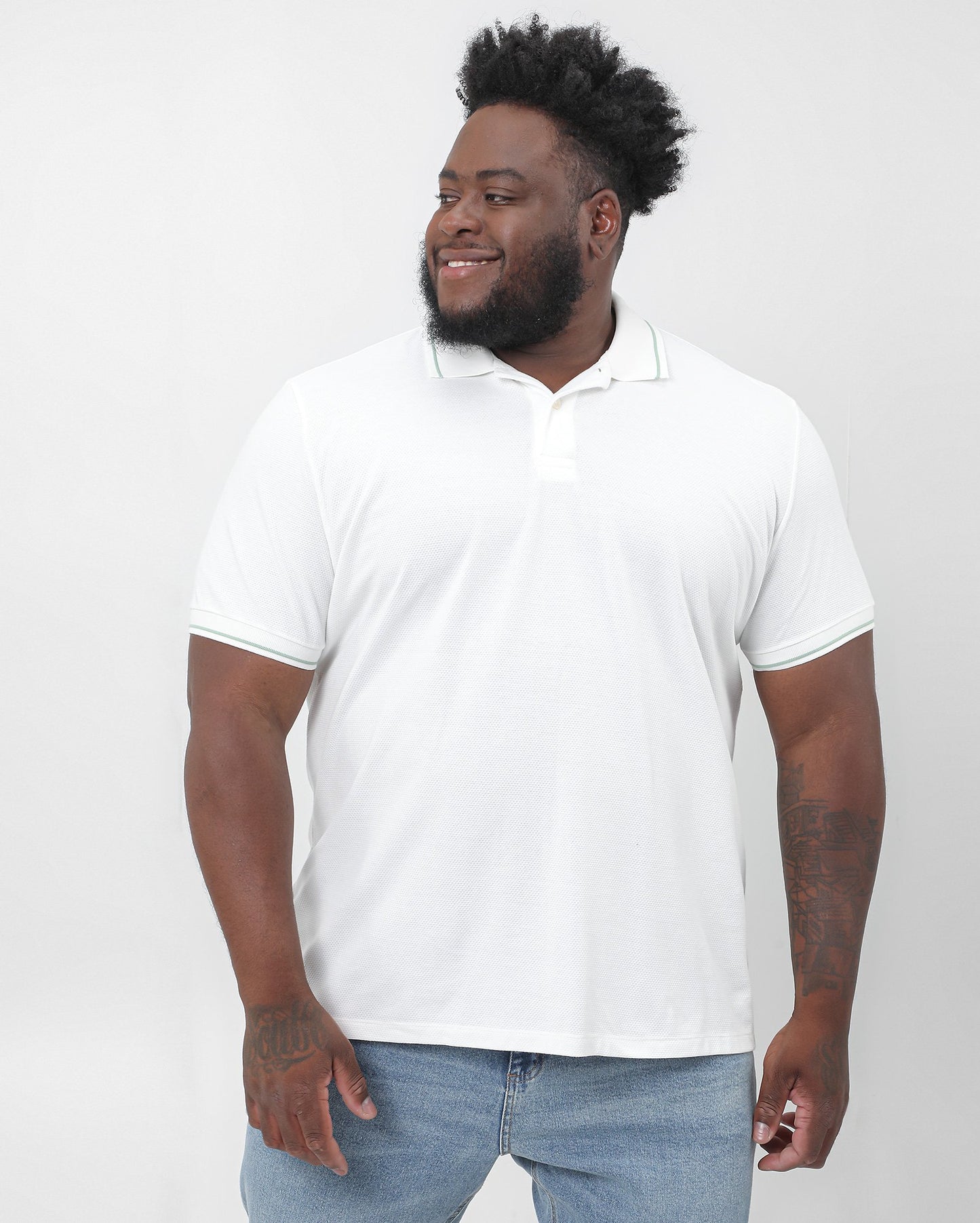 Camisa Polo Piquet Branca Plus Size Masculina | Original Plus by Riachuelo