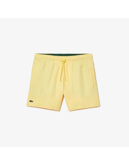 Calção de banho masculino Lacoste amarelo e leve