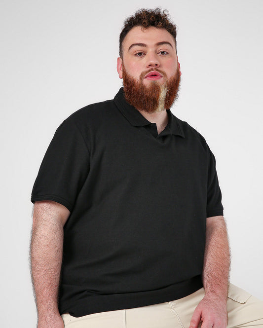 Camisa polo preta plus size masculina Allman By Riachuelo