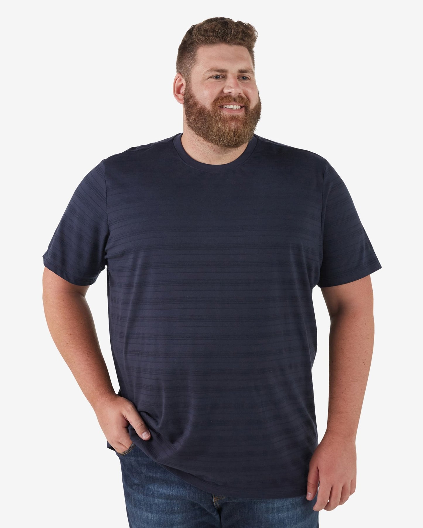 Maglietta a maniche corte Plus Size da uomo con texture in blu navy