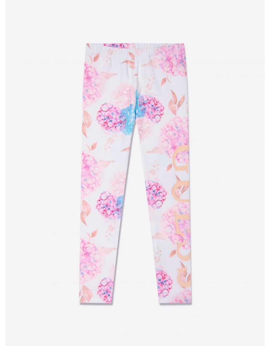 Leggings bianchi floreali da bambina