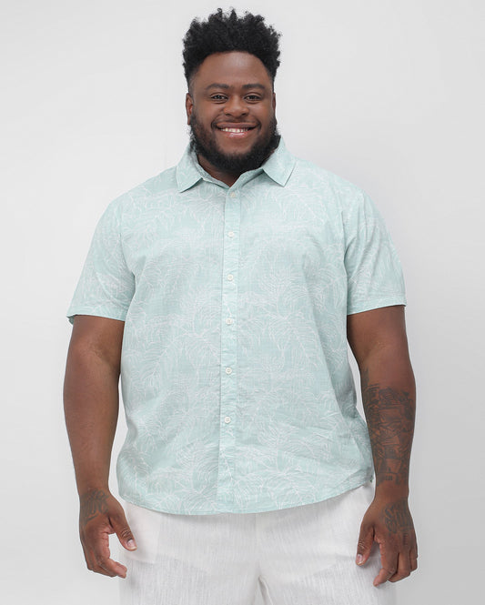 Men's Plus Size Green Leaf Print Shirt | Original Plus By Riachuelo