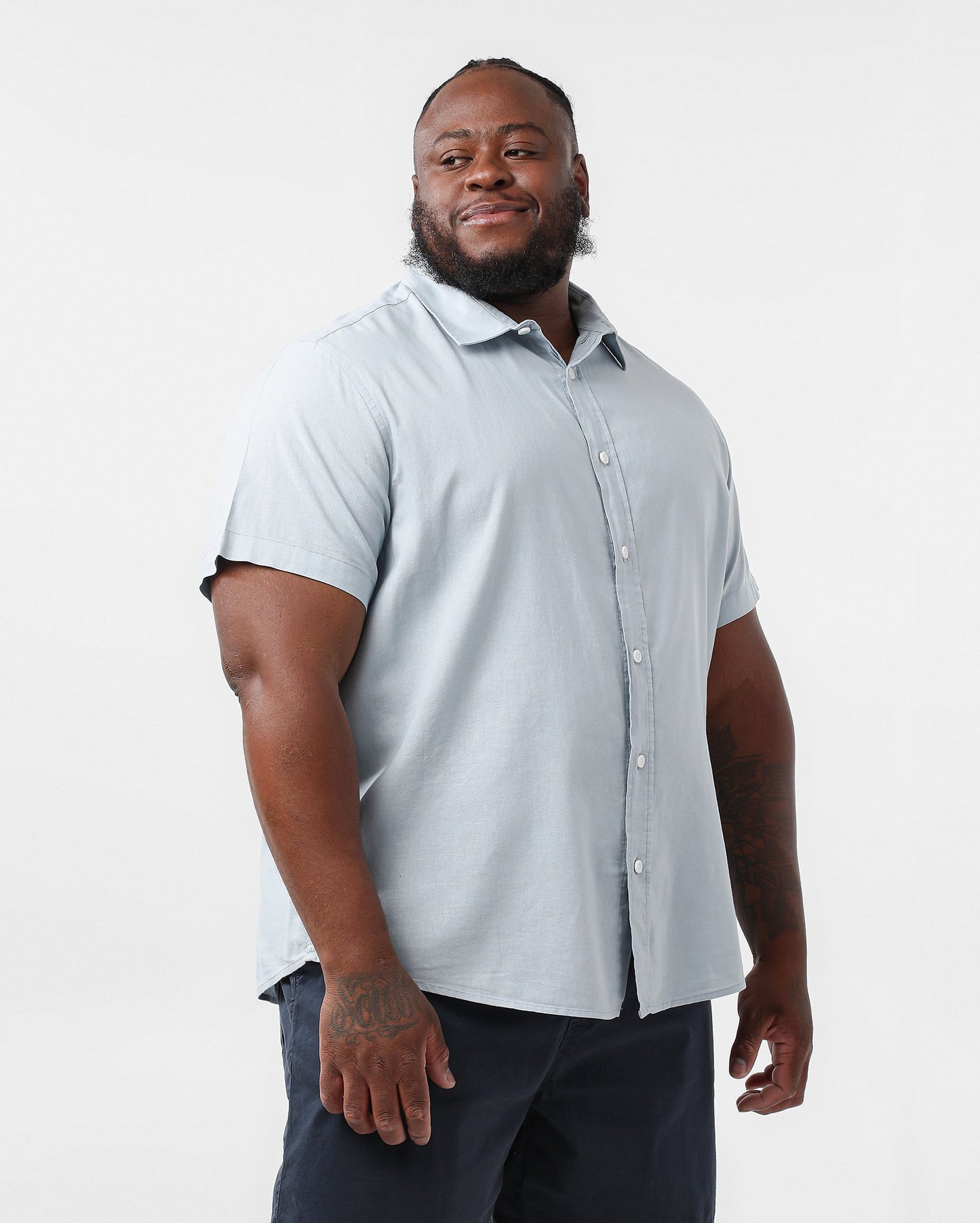 Camisa Masculina Plus Size em Viscolinen Azul Claro - Original Plus da Riachuelo