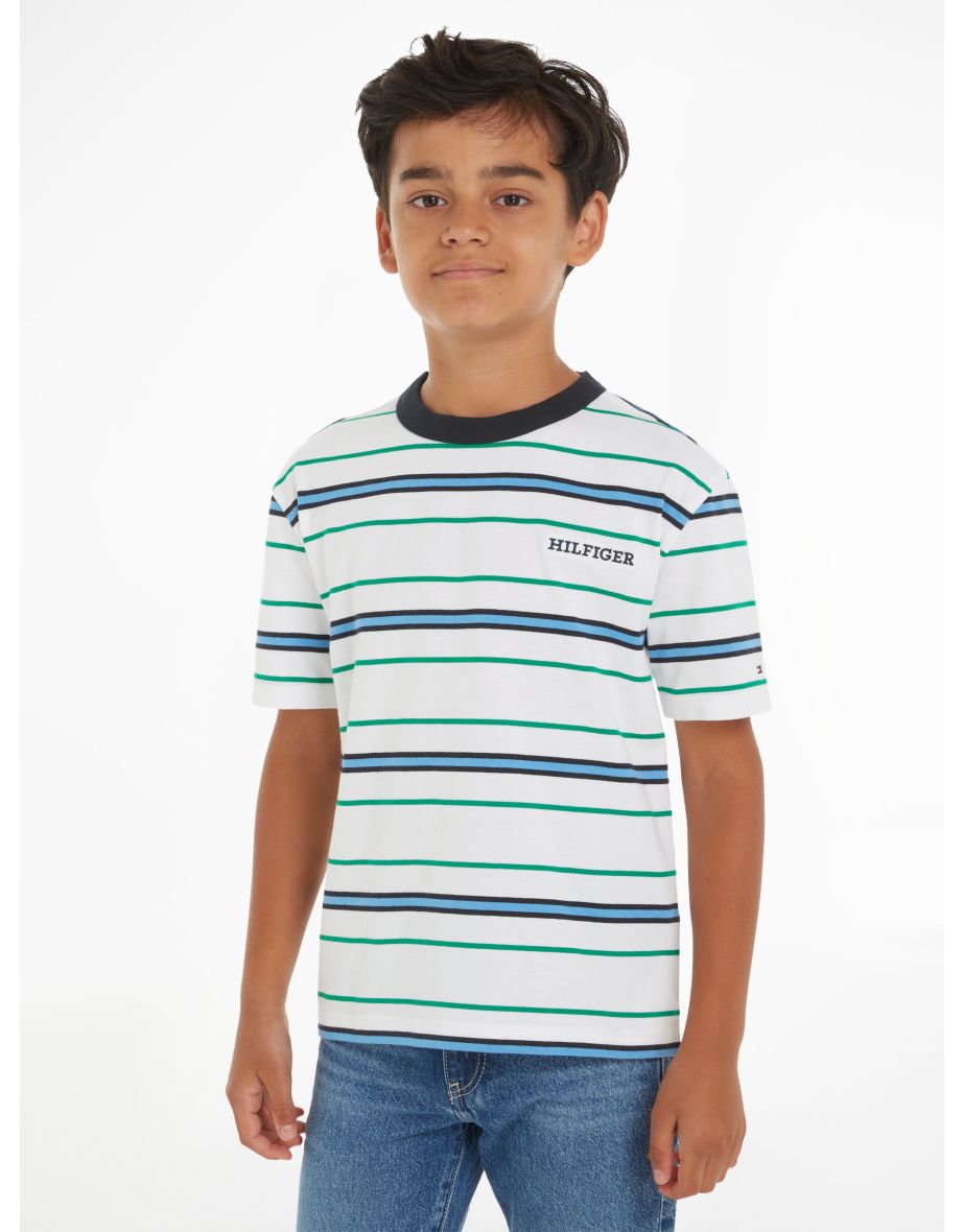 Boys' Multicolor Striped Monotype T-Shirt